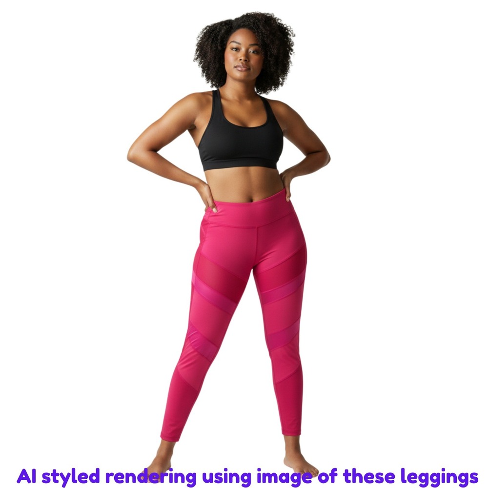 NWT Fabletics XL Powerhold Ultra Shine High Waisted Mesh Panels Leggings Bodycon